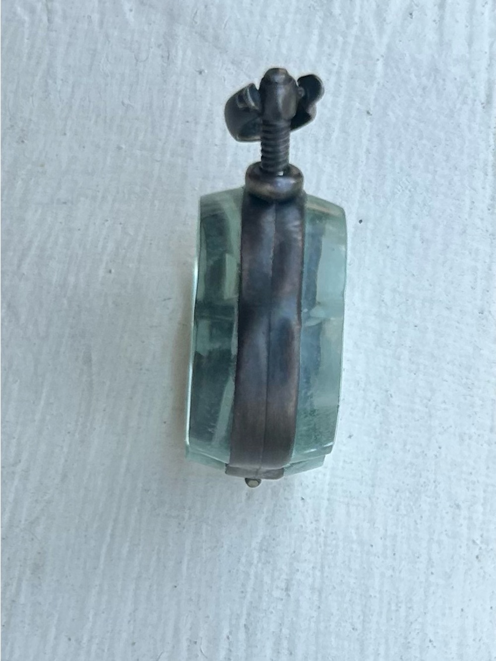 NWOT Artisan Oxidized Sterling Silver & Glass Clover Locket Pendant - Picture 4 of 4